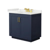 Custom image for Dark Blue with Brushed Gold Trim / White Quartz / No Mirror
