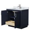 Custom image for Dark Blue with Brushed Nickel Trim / White Carrara Marble / No Mirror