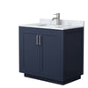 Custom image for Dark Blue with Brushed Nickel Trim / White Carrara Marble / No Mirror