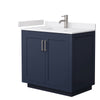 Custom image for Dark Blue with Brushed Nickel Trim / White Cultured Marble / No Mirror