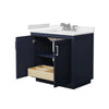 Custom image for Dark Blue with Brushed Nickel Trim / White Cultured Marble / No Mirror