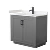 Custom image for Dark Gray with Matte Black Trim / Carrara Cultured Marble / No Mirror
