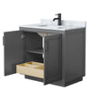 Custom image for Dark Gray with Matte Black Trim / White Carrara Marble / No Mirror