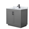 Custom image for Dark Gray with Matte Black Trim / White Carrara Marble / No Mirror