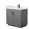 Custom image for Dark Gray with Matte Black Trim / White Cultured Marble / No Mirror