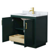 Custom image for Green with Brushed Gold Trim / White Carrara Marble / No Mirror