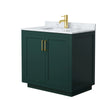 Custom image for Green with Brushed Gold Trim / White Carrara Marble / No Mirror