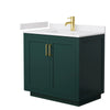 Custom image for Green with Brushed Gold Trim / White Cultured Marble / No Mirror