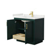 Custom image for Green with Brushed Gold Trim / White Quartz / No Mirror