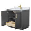 Custom image for Dark Gray with Brushed Gold Trim / White Carrara Marble / No Mirror