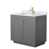 Custom image for Dark Gray with Brushed Gold Trim / White Carrara Marble / No Mirror