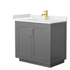 Custom image for Dark Gray with Brushed Gold Trim / White Cultured Marble / No Mirror