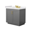 Custom image for Dark Gray with Brushed Gold Trim / White Cultured Marble / No Mirror