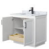 Custom image for White with Matte Black Trim / White Carrara Marble / No Mirror