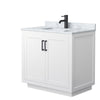 Custom image for White with Matte Black Trim / White Carrara Marble / No Mirror