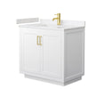 Custom image for White with Brushed Gold Trim / Carrara Cultured Marble / No Mirror