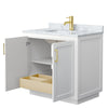 Custom image for White with Brushed Gold Trim / White Carrara Marble / No Mirror