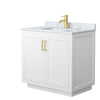 Custom image for White with Brushed Gold Trim / White Carrara Marble / No Mirror