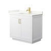 Custom image for White with Brushed Gold Trim / Giotto Quartz / No Mirror