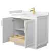 Custom image for White with Brushed Gold Trim / White Cultured Marble / No Mirror