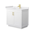 Custom image for White with Brushed Gold Trim / White Cultured Marble / No Mirror