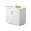 Custom image for White with Brushed Gold Trim / White Cultured Marble / No Mirror