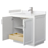 Custom image for White with Brushed Nickel Trim / Carrara Cultured Marble / No Mirror