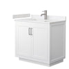 Custom image for White with Brushed Nickel Trim / Carrara Cultured Marble / No Mirror