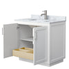 Custom image for White with Brushed Nickel Trim / White Carrara Marble / No Mirror