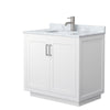 Custom image for White with Brushed Nickel Trim / White Carrara Marble / No Mirror