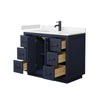 Custom image for Dark Blue with Matte Black Trim / Carrara Cultured Marble / No Mirror