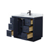 Custom image for Dark Blue with Matte Black Trim / White Carrara Marble / No Mirror