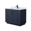 Custom image for Dark Blue with Matte Black Trim / White Carrara Marble / No Mirror