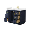 Custom image for Dark Blue with Brushed Gold Trim / Carrara Cultured Marble / No Mirror