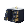 Custom image for Dark Blue with Brushed Gold Trim / White Carrara Marble / No Mirror