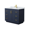 Custom image for Dark Blue with Brushed Gold Trim / White Carrara Marble / No Mirror