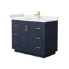 Custom image for Dark Blue with Brushed Gold Trim / White Cultured Marble / No Mirror