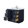 Custom image for Dark Blue with Brushed Nickel Trim / White Carrara Marble / No Mirror
