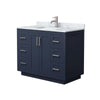 Custom image for Dark Blue with Brushed Nickel Trim / White Carrara Marble / No Mirror