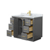 Custom image for Dark Gray with Brushed Gold Trim / White Carrara Marble / No Mirror
