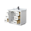 Custom image for White with Matte Black Trim / White Carrara Marble / No Mirror