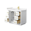Custom image for White with Brushed Gold Trim / Carrara Cultured Marble / No Mirror