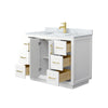 Custom image for White with Brushed Gold Trim / White Carrara Marble / No Mirror