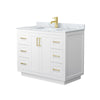 Custom image for White with Brushed Gold Trim / White Carrara Marble / No Mirror