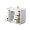 Custom image for White with Brushed Gold Trim / White Cultured Marble / No Mirror
