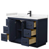 Custom image for Dark Blue with Matte Black Trim / Carrara Cultured Marble / No Mirror