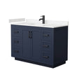 Custom image for Dark Blue with Matte Black Trim / Carrara Cultured Marble / No Mirror