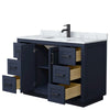 Custom image for Dark Blue with Matte Black Trim / White Carrara Marble / No Mirror