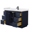 Custom image for Dark Blue with Matte Black Trim / White Cultured Marble / No Mirror