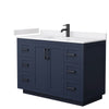 Custom image for Dark Blue with Matte Black Trim / White Cultured Marble / No Mirror